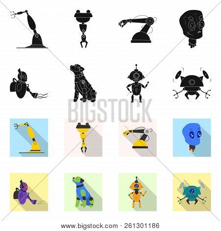 Vector Design Of Robot And Factory Sign. Set Of Robot And Space Vector Icon For Stock.