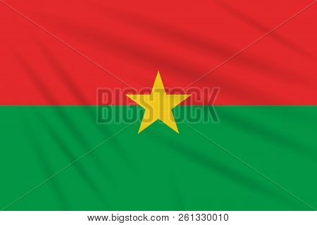 Flag Burkina Faso Swaying In The Wind, Realistic Vector.