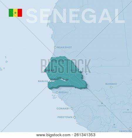Verctor Map Of Cities And Roads In Senegal.
