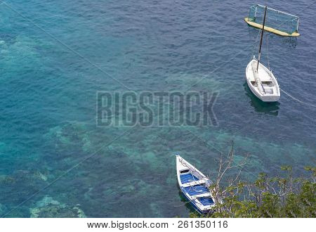 Two Boats At Sea, View From Above