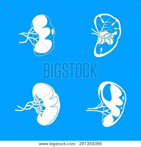 Spleen Milt Anatomy Icons Set. Simple Illustration Of 4 Spleen Milt Anatomy Icons For Web