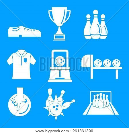 Bowling Kegling Game Icons Set. Simple Illustration Of 9 Bowling Kegling Game Icons For Web