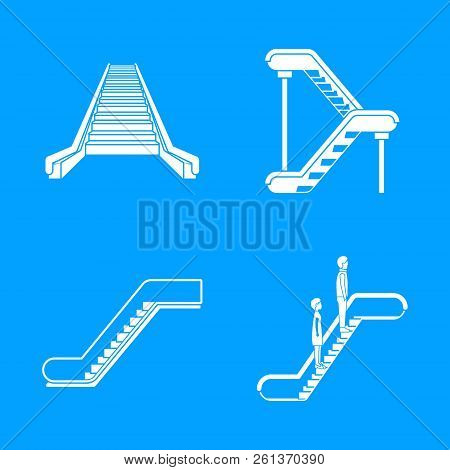 Escalator Elevator Icons Set. Simple Illustration Of 4 Tuk Rickshaw Thailand Icons For Web