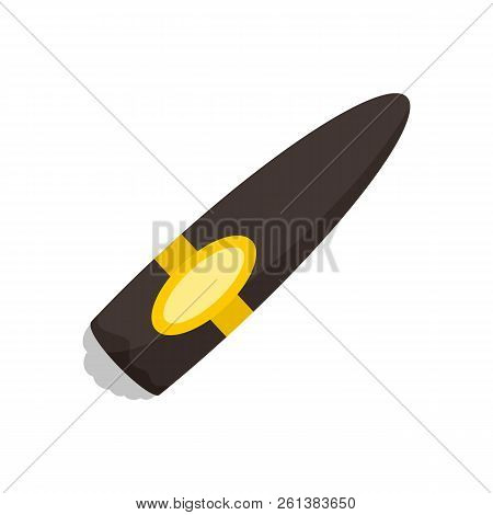 Big Brown Cuban Cigar Icon. Flat Illustration Of Big Brown Cuban Cigar Icon For Web Design