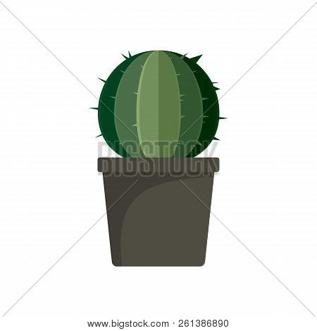 Sphera Cactus Pot Icon. Flat Illustration Of Sphera Cactus Pot Icon For Web Design