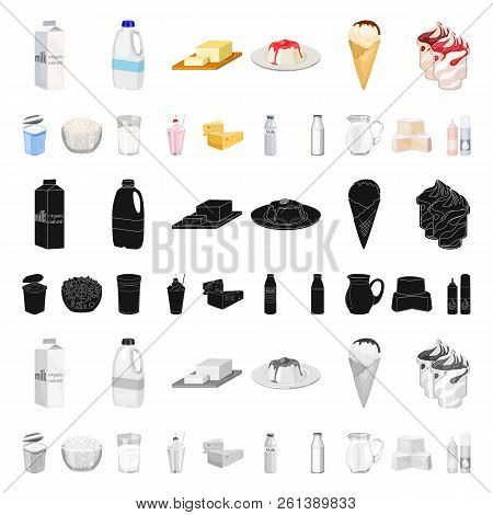 Milk Product Cartoon Icons In Set Collection For Design.milk And Food Vector Symbol Stock Web Illust