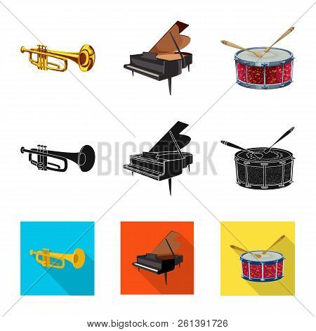 Vector Illustration Of Music And Tune Icon. Set Of Music And Tool Stock Vector Illustration.