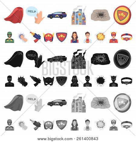 A Fantastic Superhero Cartoon Icons In Set Collection For Design. Superhero S Equipment Vector Symbo