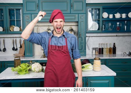 Man Use Sharp Ceramic Knife. Sharp Knife Professional Tool. Chef Choose Professional Tools. Kitchen 