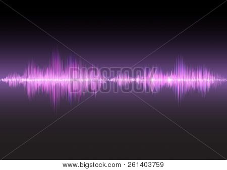 Pink Sound Waves Glow Light, Stock Vector