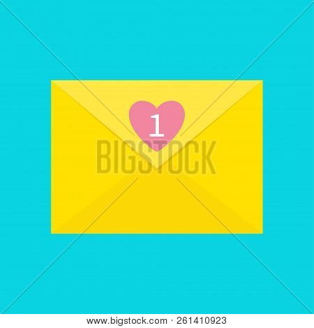 Email Icon. Yellow Paper Envelope. Letter Template. New Message Sign Symbol. Unread Mail Notificatio