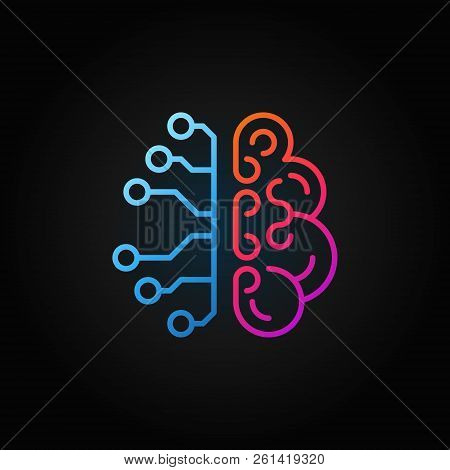 Artificial Intelligence Brain Creative Line Icon. Vector Cyberbrain Concept Bright Outline Symbol Or