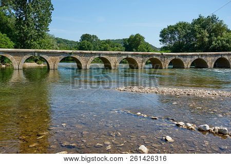 Bridge Over Ceze River At Monclus Gard Occitanie France