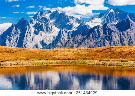 Koruldi Lake At The Foot Of Greater Caucasus Range In Upper Svaneti Region, Georgia