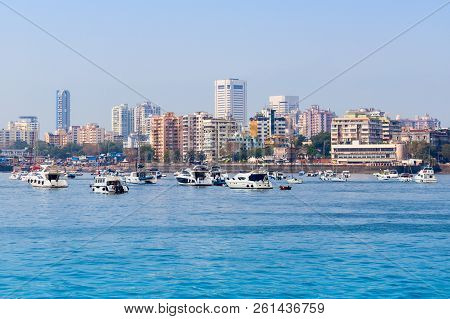 Mumbai Skyline View From Marine Drive In Mumbai, India