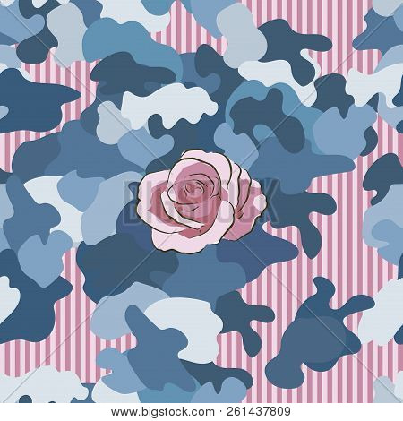 Rose Pink Flower Hand Drawn Vector Hakki Pattern