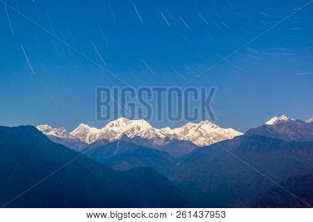 Kangchenjunga Night View From Pelling Viewpoint In West Sikkim, India