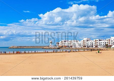 Agadir Main Beach In Agadir City, Morocco. Agadir Is A Major City In Morocco Located On The Shore Of