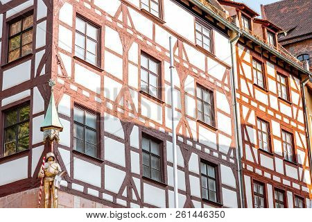 Close-up View On The Half-timbered Facades Of The Old Houses In Nurnberg, Germany