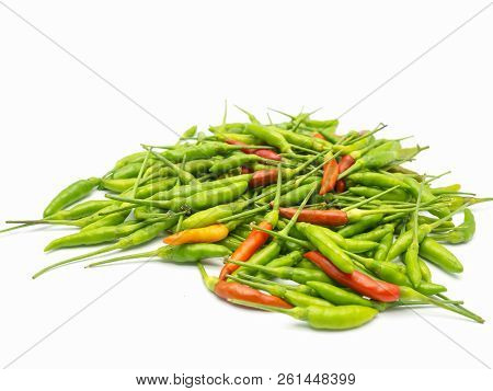 Stack Of Hot Chili Pepper Or Small Chili Padi. (with Free Space For Text)