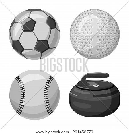 Vector Illustration Of Sport And Ball Symbol. Set Of Sport And Athletic Vector Icon For Stock.