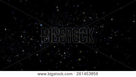 Flying Dust Particles On A Black Background