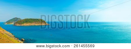 Panorama of the sea.Iislands and blue sky