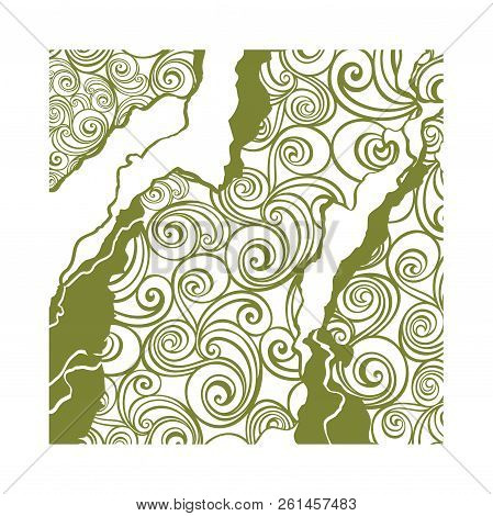 Vector Green And White Floral Spiral Pattern Background