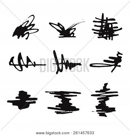 Set Of Different Vector Monochrome Ink Stains