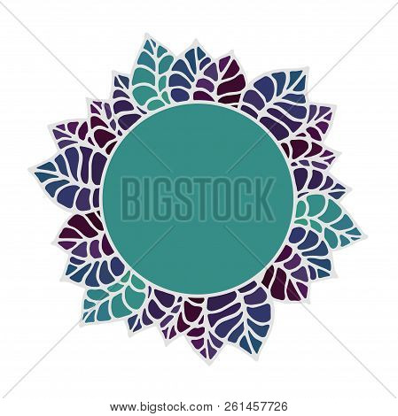 Bright Color Floral Frame With White Outline