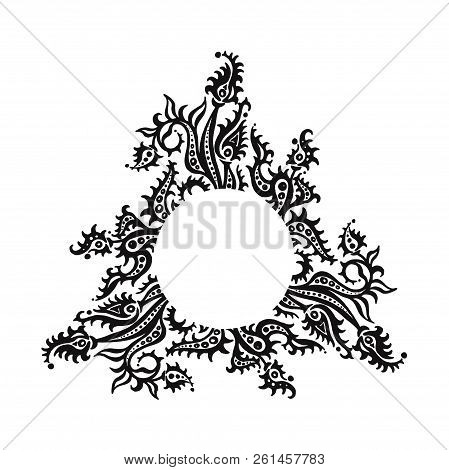 Black And White Hand Drawing Round Floral Frame