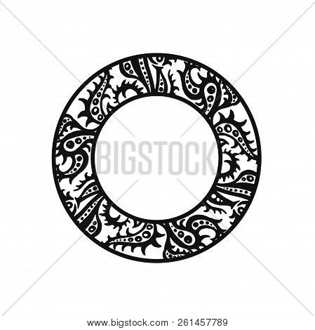 Black And White Hand Drawing Round Floral Frame