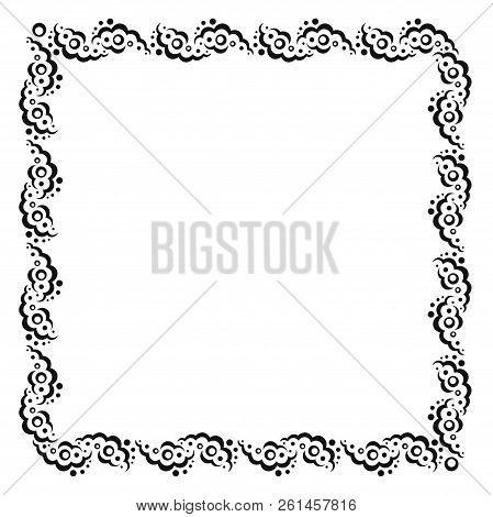 Black And White Vector Floral Rectangular Frame