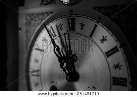 Old German Handmade Clock In The Black Forest