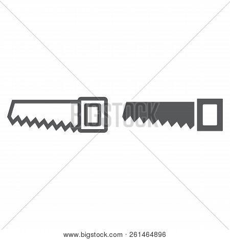 Hand Saw Line And Glyph Icon, Tool And Repair, Handsaw Sign, Vector Graphics, A Linear Pattern On A 