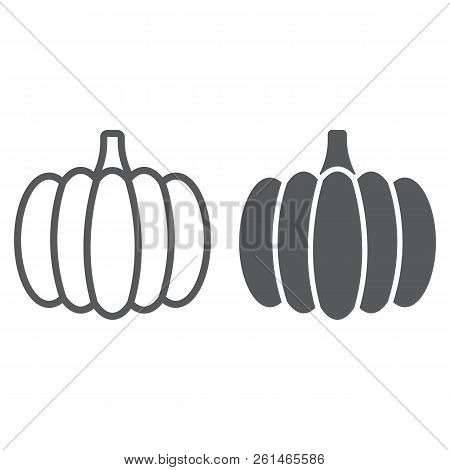 Pumpkin Line And Glyph Icon, Vegetable And Food, Cucurbita Sign, Vector Graphics, A Linear Pattern