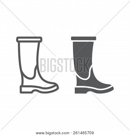 Rubber Boot Line And Glyph Icon, Footwear And Protection, Galoshes Sign, Vector Graphics, A Linear P
