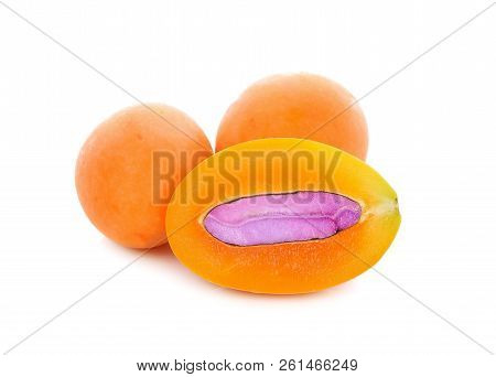 Bouea Macrophylla On White Background Sweet, Fresh, Orange