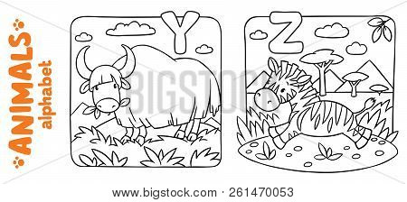 Animals Alphabet Or Abc. Coloring Book Set