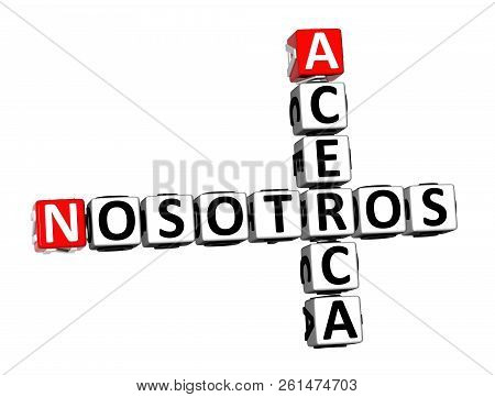 3d Rendering Crossword Acerca Nosotros Word Over White Background.