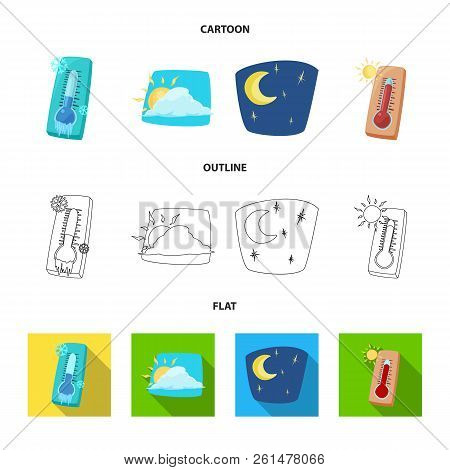 Vector Design Of Weather And Climate Sign. Set Of Weather And Cloud Stock Vector Illustration.