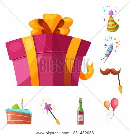 Vector Design Of Party And Birthday Logo. Collection Of Party And Celebration Stock Symbol For Web.