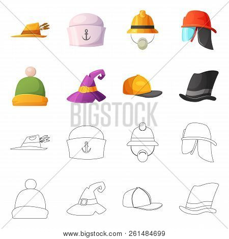 Isolated Object Of Headgear And Cap Sign. Collection Of Headgear And Accessory Stock Vector Illustra