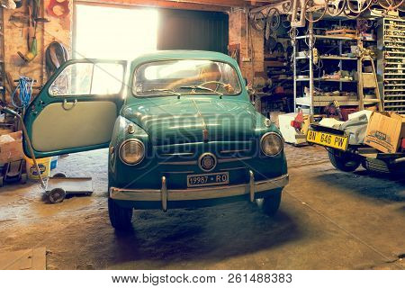 Montagnana, Italy August 27, 2018: Retro Car Fiat 600 1955 Release.