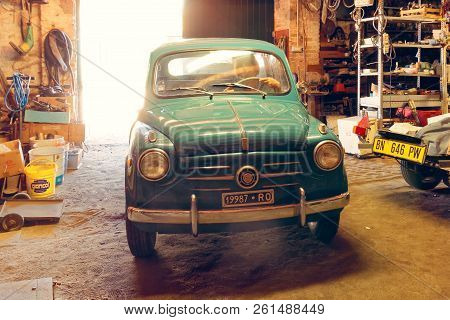 Montagnana, Italy August 27, 2018: Retro Car Fiat 600 1955 Release.