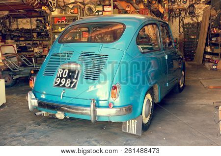 Montagnana, Italy August 27, 2018: Retro Car Fiat 600 1955 Release.