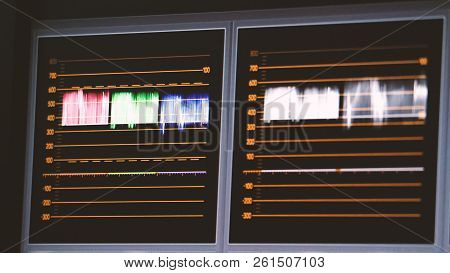 Blurry Images Of Telecine Controller Machine Monitor