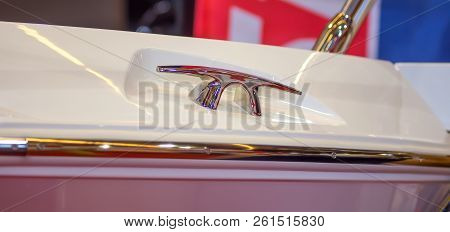 Chrome Fairlead For Boats On A White Structure