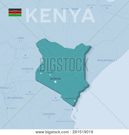 Verctor Map Of Cities And Roads In Kenya.