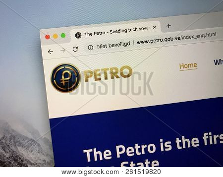 Amsterdam, The Netherlands - October 4, 2018: Website Of Cryptocurrency The El Petro, A Oil-backed C